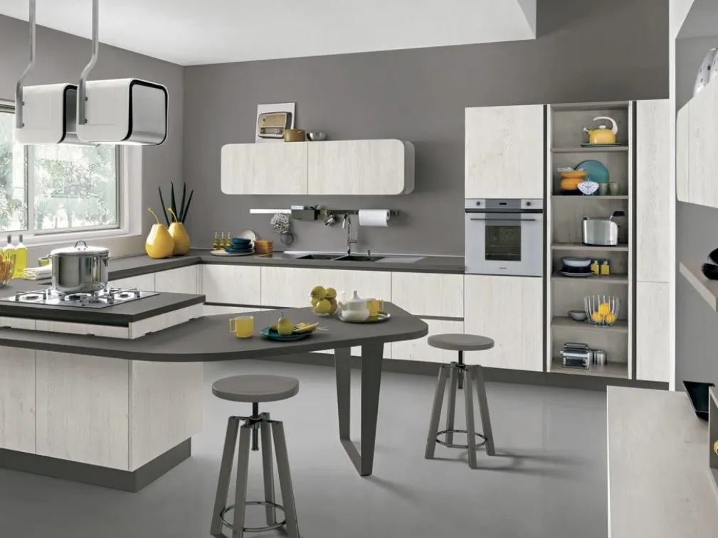 Modello moderno in laminato Immagina Plus Neck 22 di Lube che fa parte della serie di Cucine con