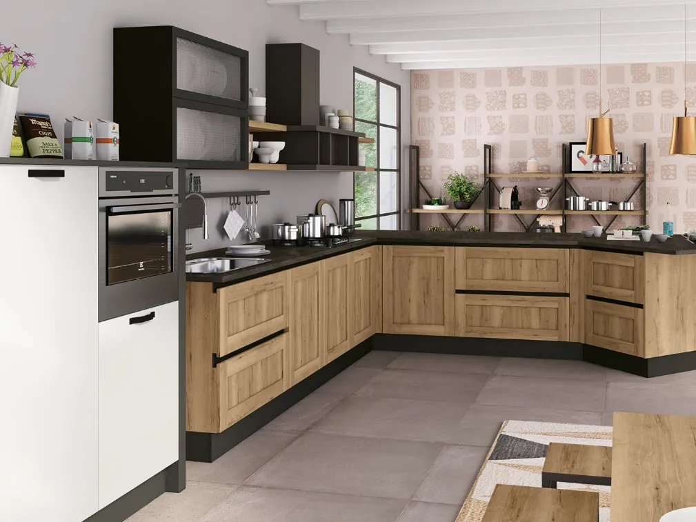 Cucina Moderna Kyra Telaio Rovere Naturale Vintage Di Creo