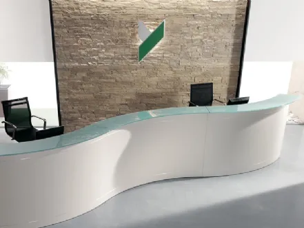 Reception Modulare Onda Bianco con Piano Vetro